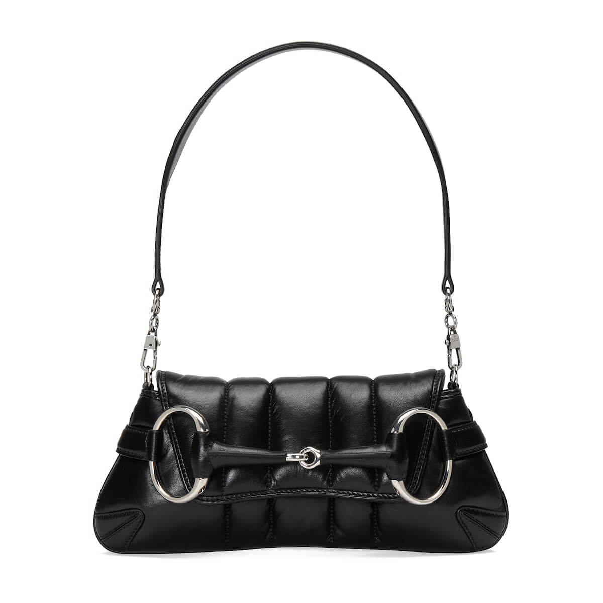 GUCCI Horsebit Chain Small Shoulder Bag - Black Leather