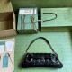 GUCCI Horsebit Chain Medium Shoulder Bag - Black Leather