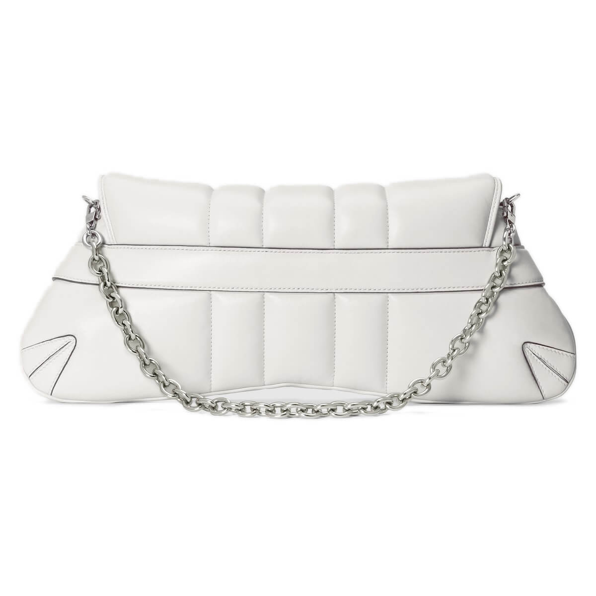 GUCCI Horsebit Chain Medium Shoulder Bag - White Leather