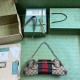 GUCCI Horsebit Chain Medium Shoulder Bag - Beige Canvas & Brown Leather