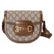 GUCCI Horsebit 1955 Mini Rounded Shoulder Bag - Beige Canvas & Brown Leather