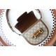 GUCCI Horsebit 1955 Mini Rounded Shoulder Bag - Beige Canvas & Brown Leather