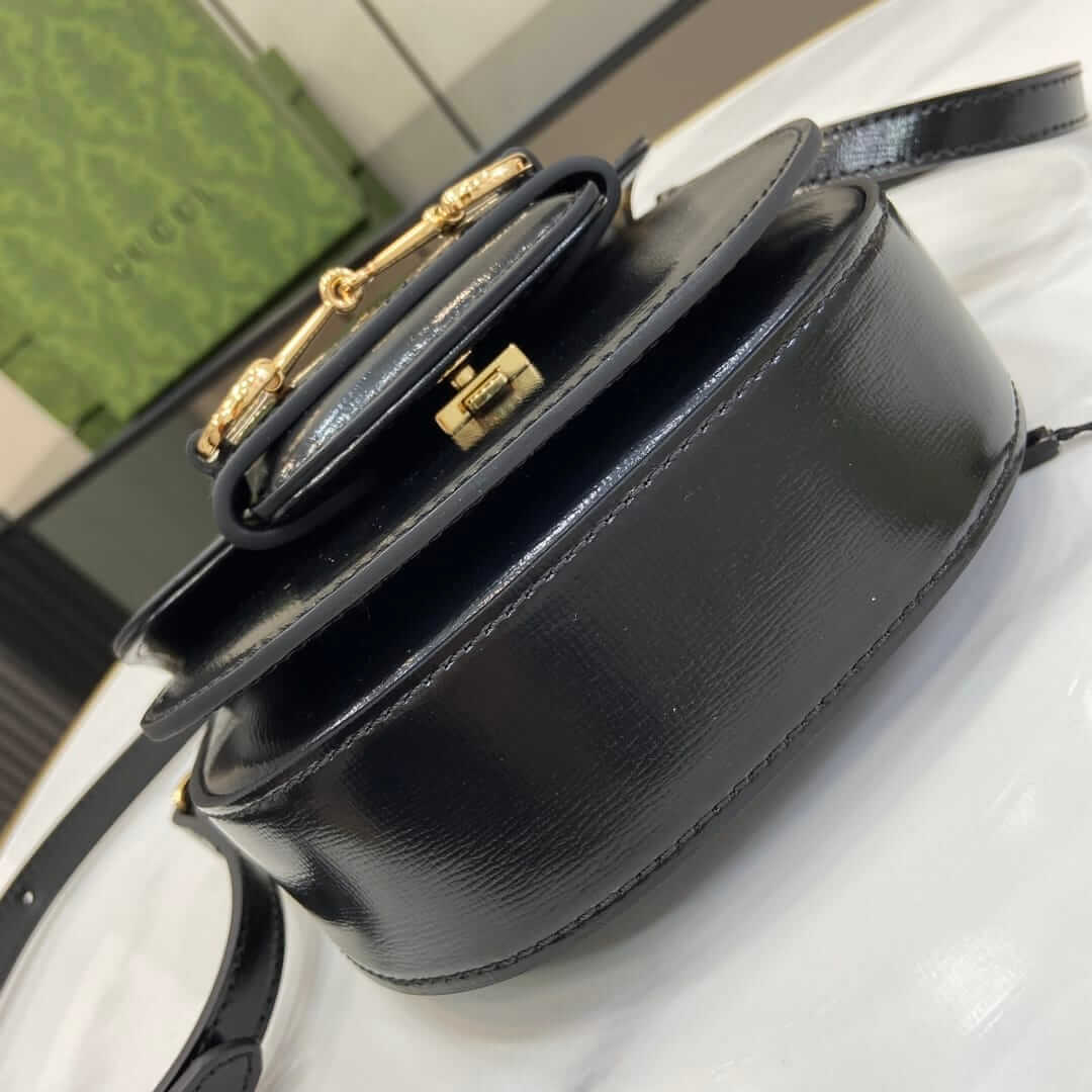 GUCCI Horsebit 1955 Mini Top Handle Bag - Black Leather