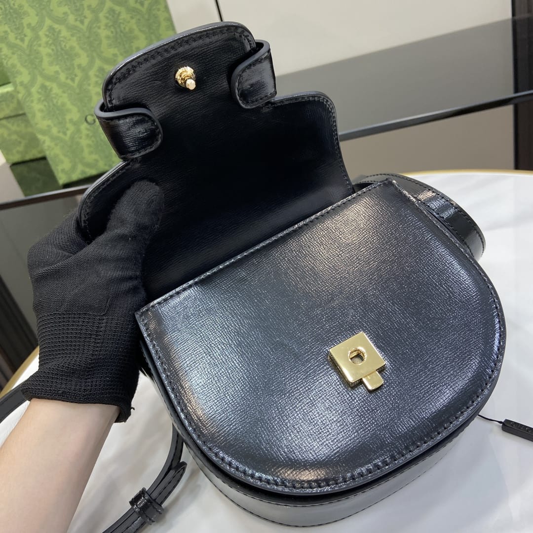 GUCCI Horsebit 1955 Mini Top Handle Bag - Black Leather