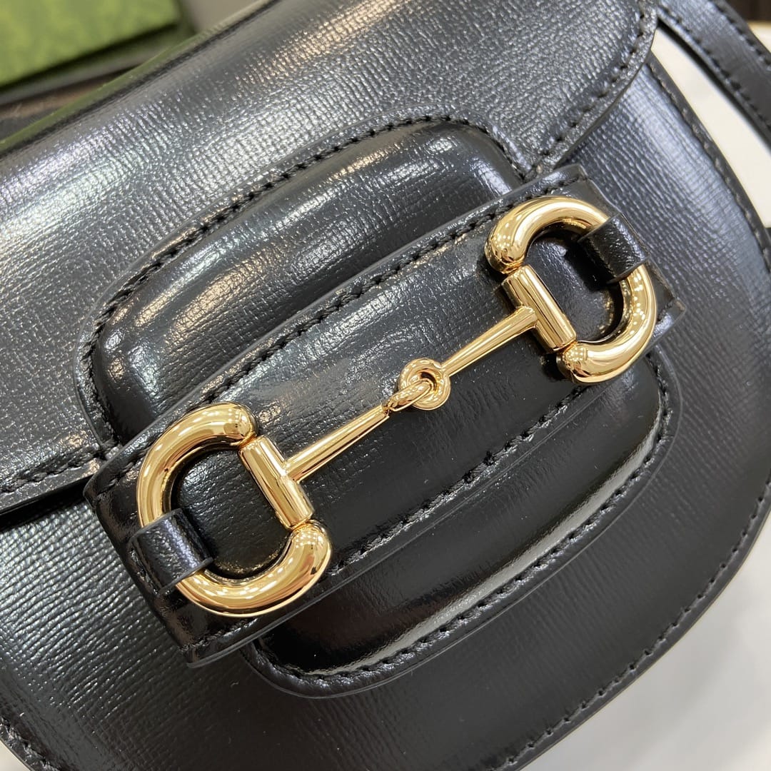 GUCCI Horsebit 1955 Mini Top Handle Bag - Black Leather