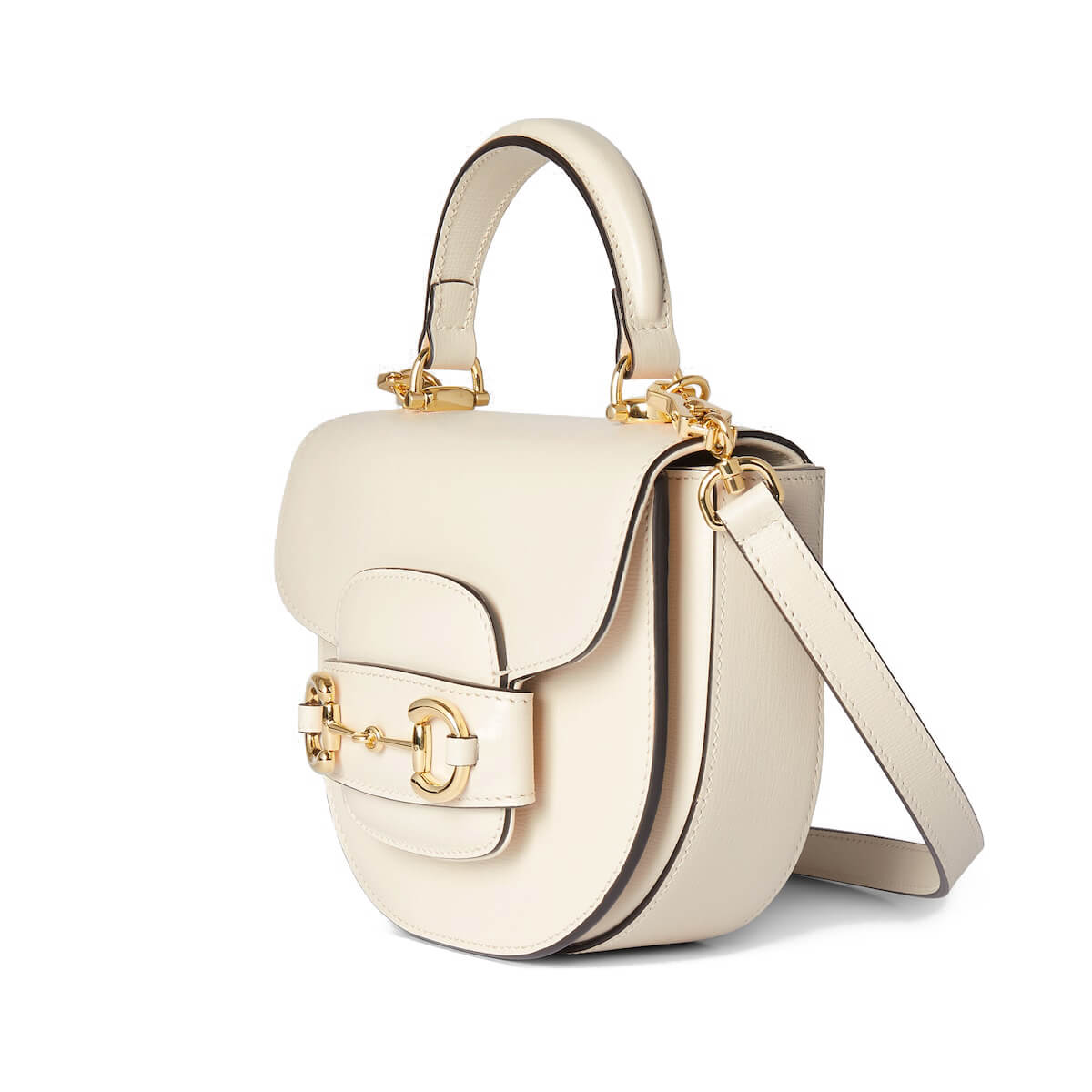 GUCCI Horsebit 1955 Mini Top Handle Bag - White Leather