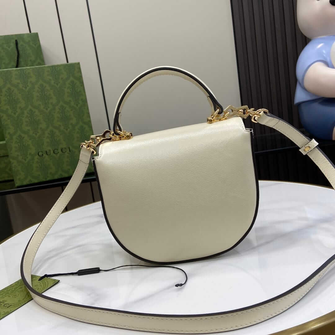 GUCCI Horsebit 1955 Mini Top Handle Bag - White Leather