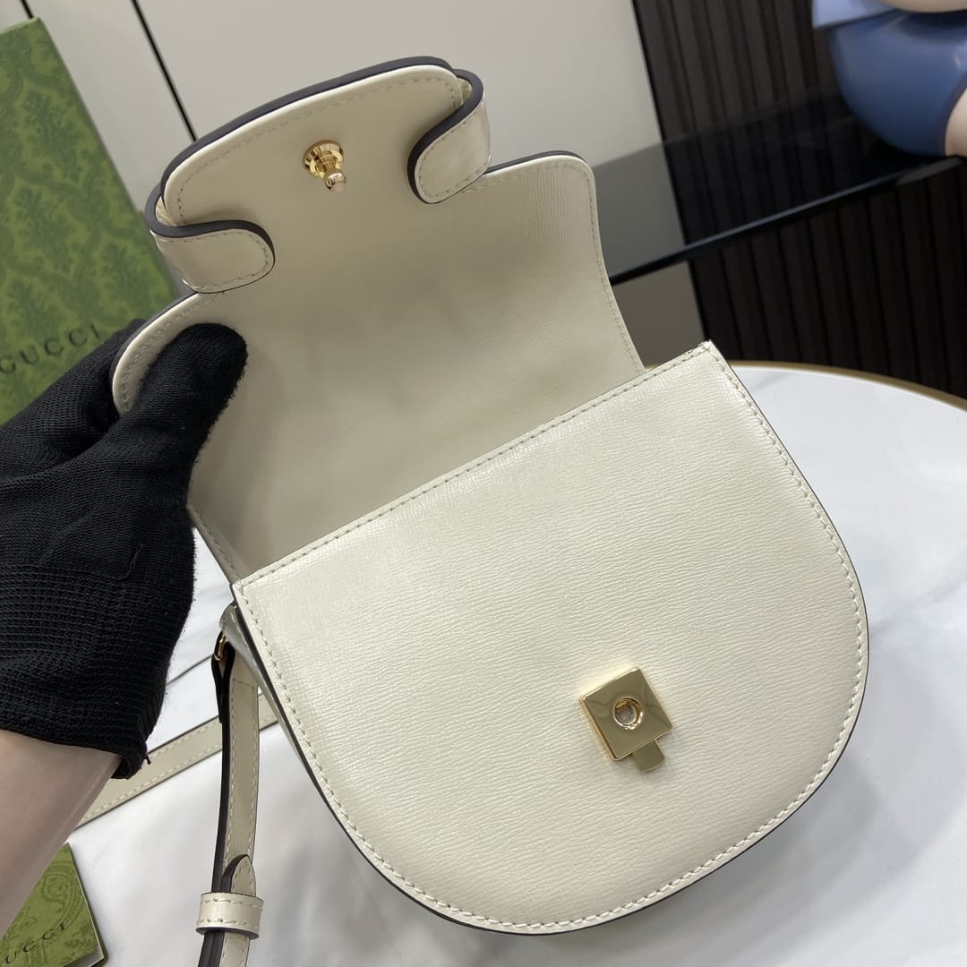 GUCCI Horsebit 1955 Mini Top Handle Bag - White Leather