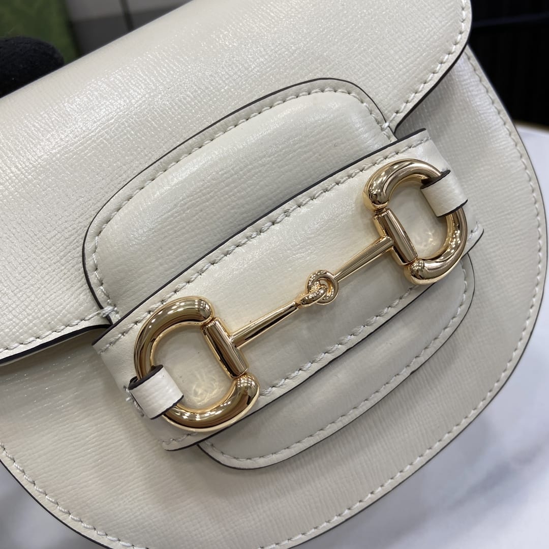 GUCCI Horsebit 1955 Mini Top Handle Bag - White Leather