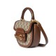 GUCCI Horsebit 1955 Mini Top Handle Bag - Beige Canvas & Brown Leather