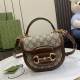 GUCCI Horsebit 1955 Mini Top Handle Bag - Beige Canvas & Brown Leather