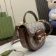 GUCCI Horsebit 1955 Mini Top Handle Bag - Beige Canvas & Brown Leather