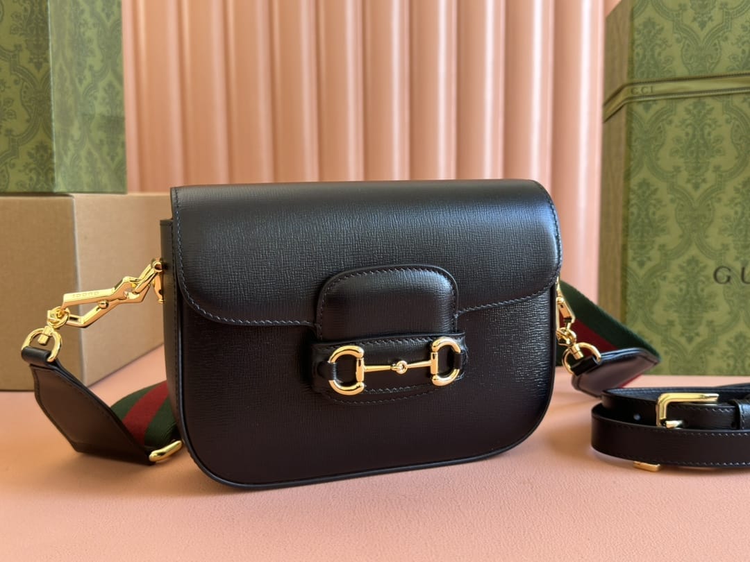 GUCCI Horsebit 1955 Mini Shoulder Bag - Black Leather