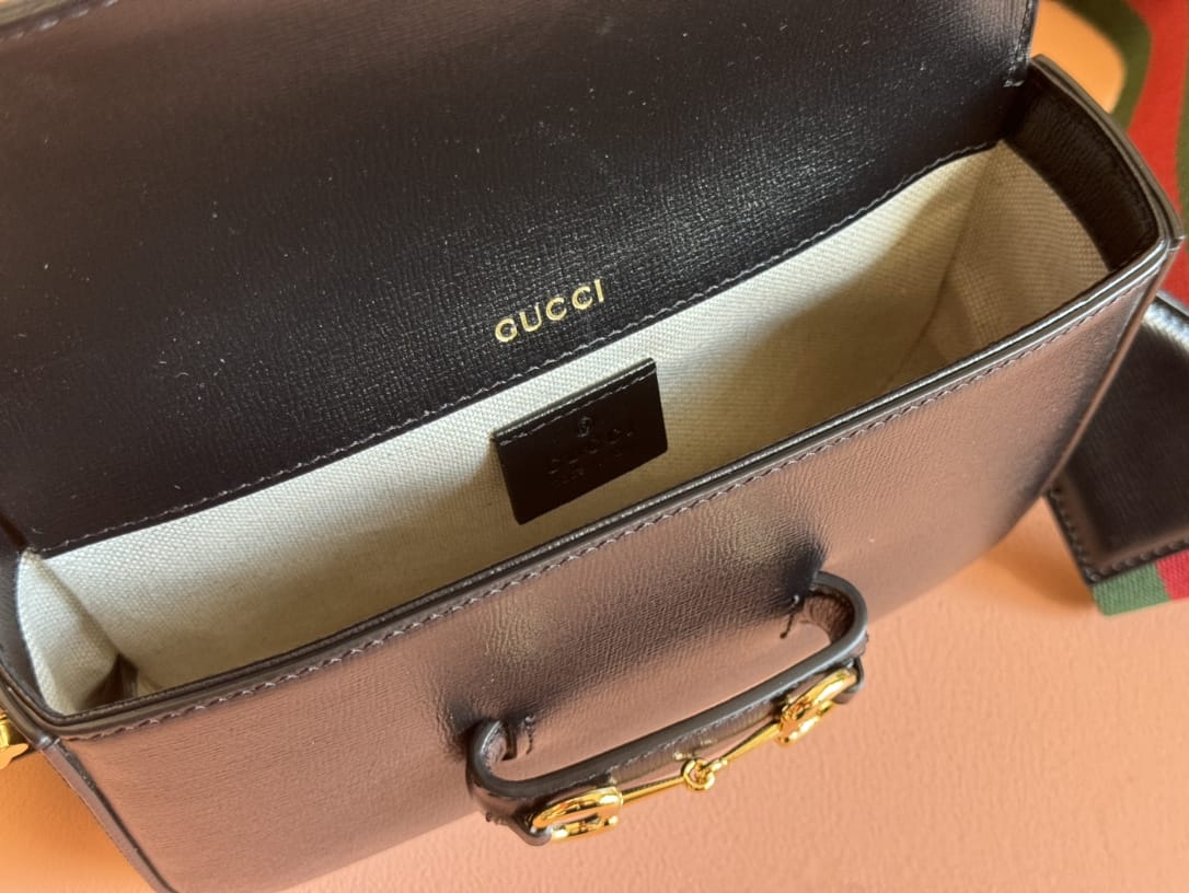 GUCCI Horsebit 1955 Mini Shoulder Bag - Black Leather