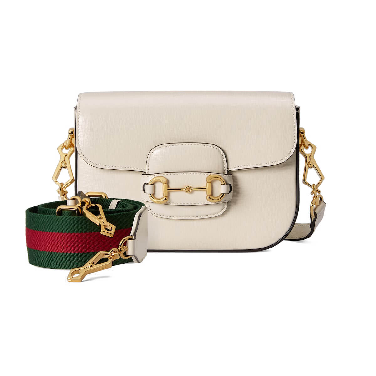 GUCCI Horsebit 1955 Mini Shoulder Bag - White Leather