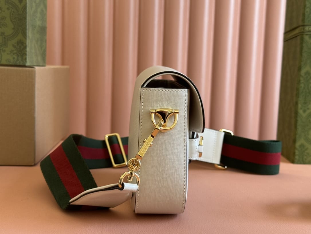 GUCCI Horsebit 1955 Mini Shoulder Bag - White Leather