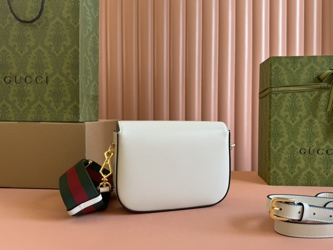 GUCCI Horsebit 1955 Mini Shoulder Bag - White Leather