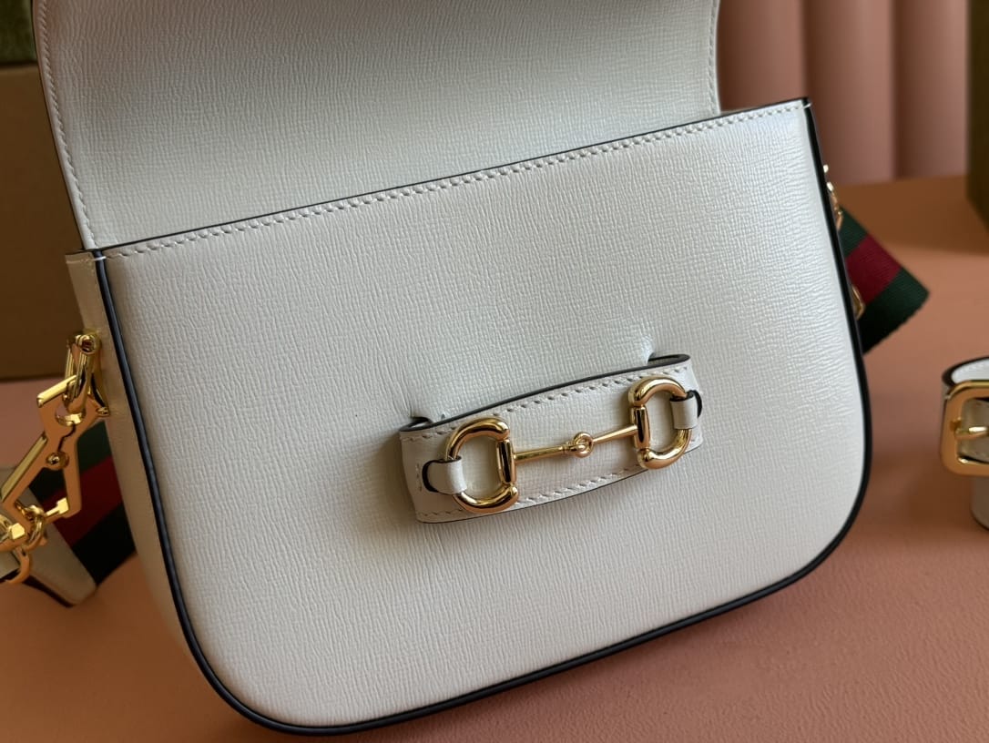 GUCCI Horsebit 1955 Mini Shoulder Bag - White Leather