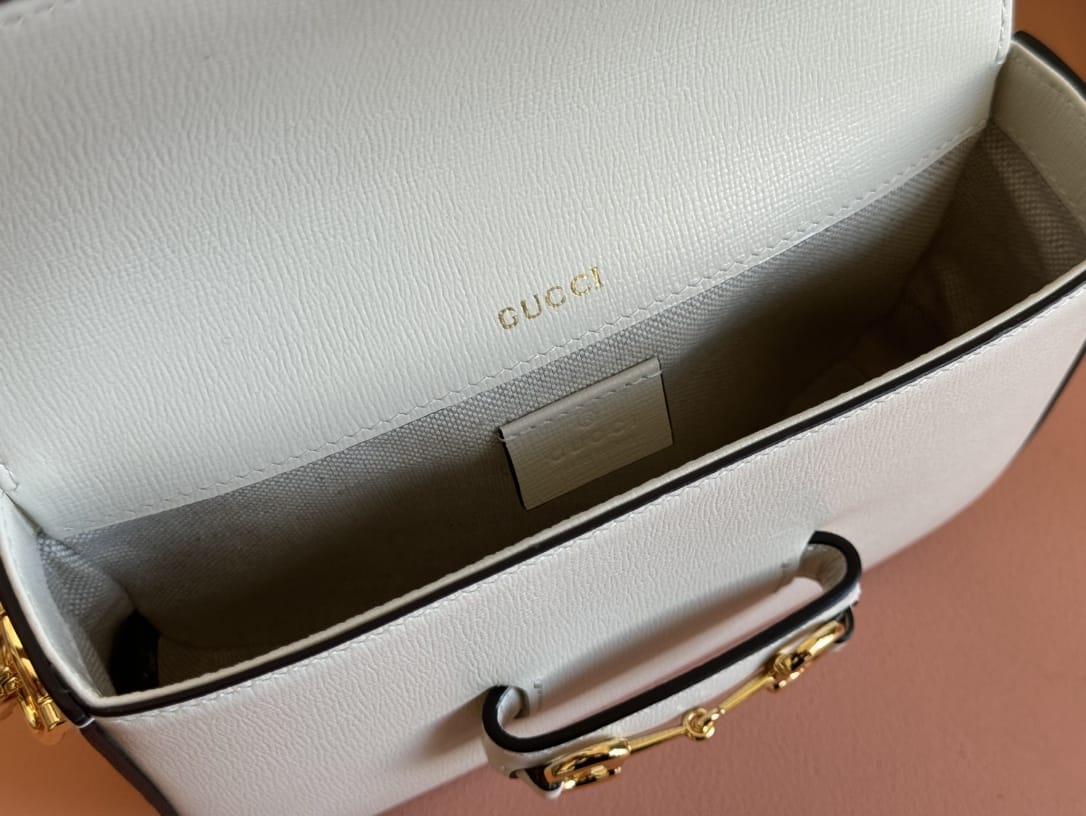 GUCCI Horsebit 1955 Mini Shoulder Bag - White Leather