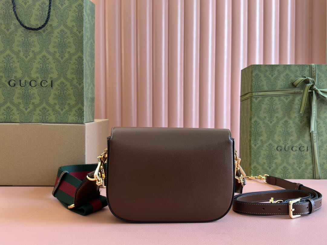 GUCCI Horsebit 1955 Mini Shoulder Bag - Brown Leather