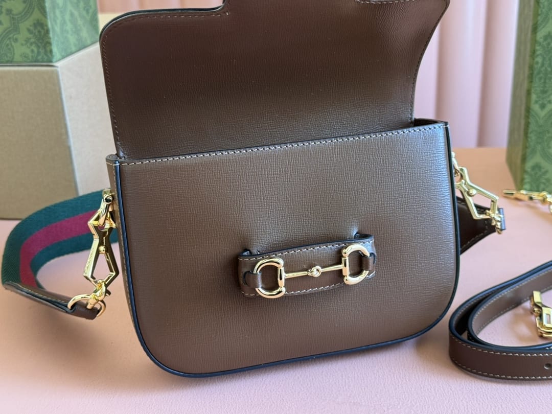 GUCCI Horsebit 1955 Mini Shoulder Bag - Brown Leather