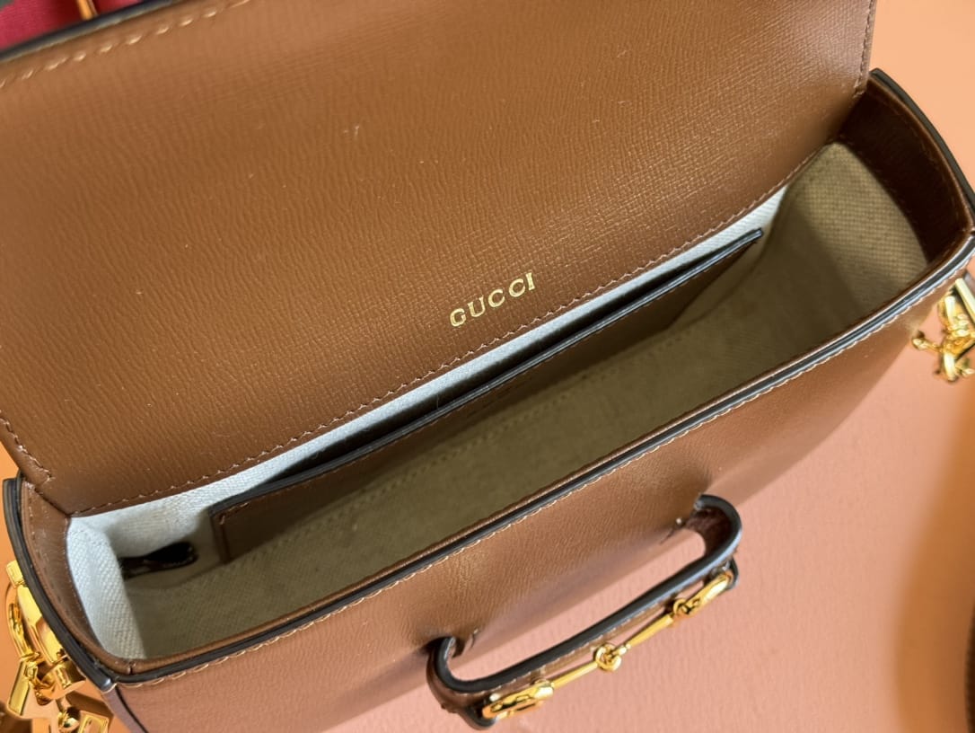 GUCCI Horsebit 1955 Mini Shoulder Bag - Brown Leather