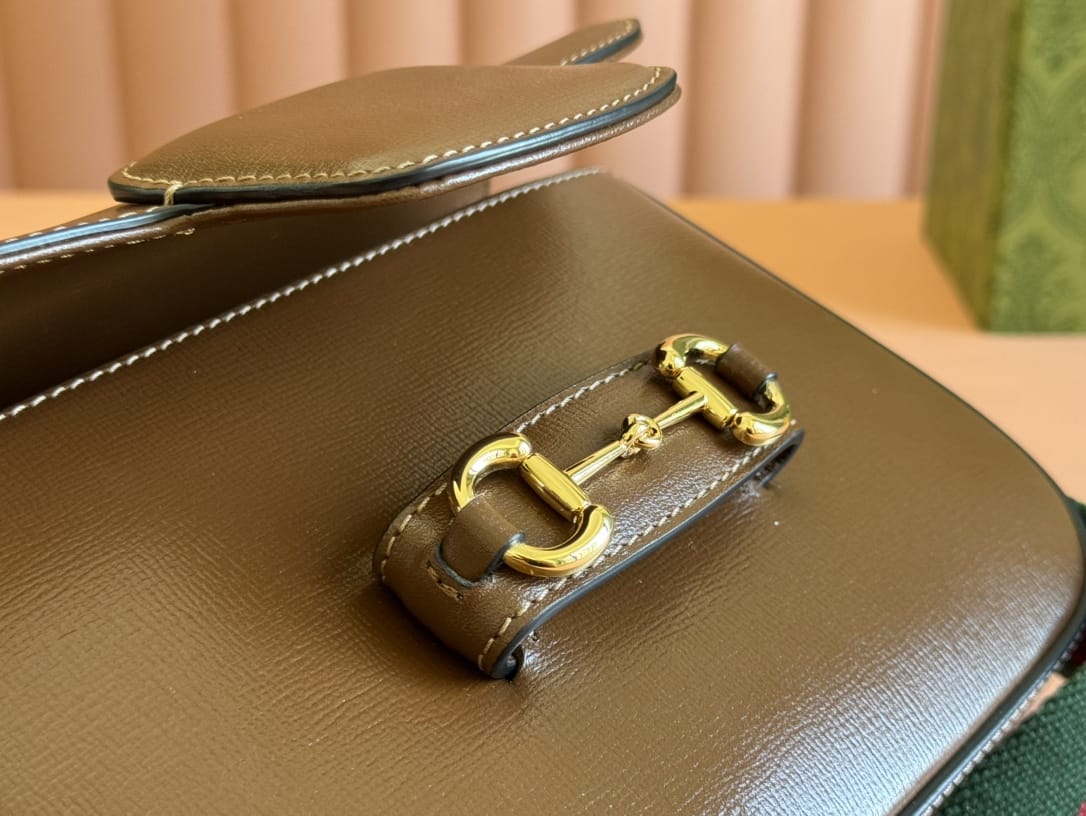 GUCCI Horsebit 1955 Mini Shoulder Bag - Brown Leather