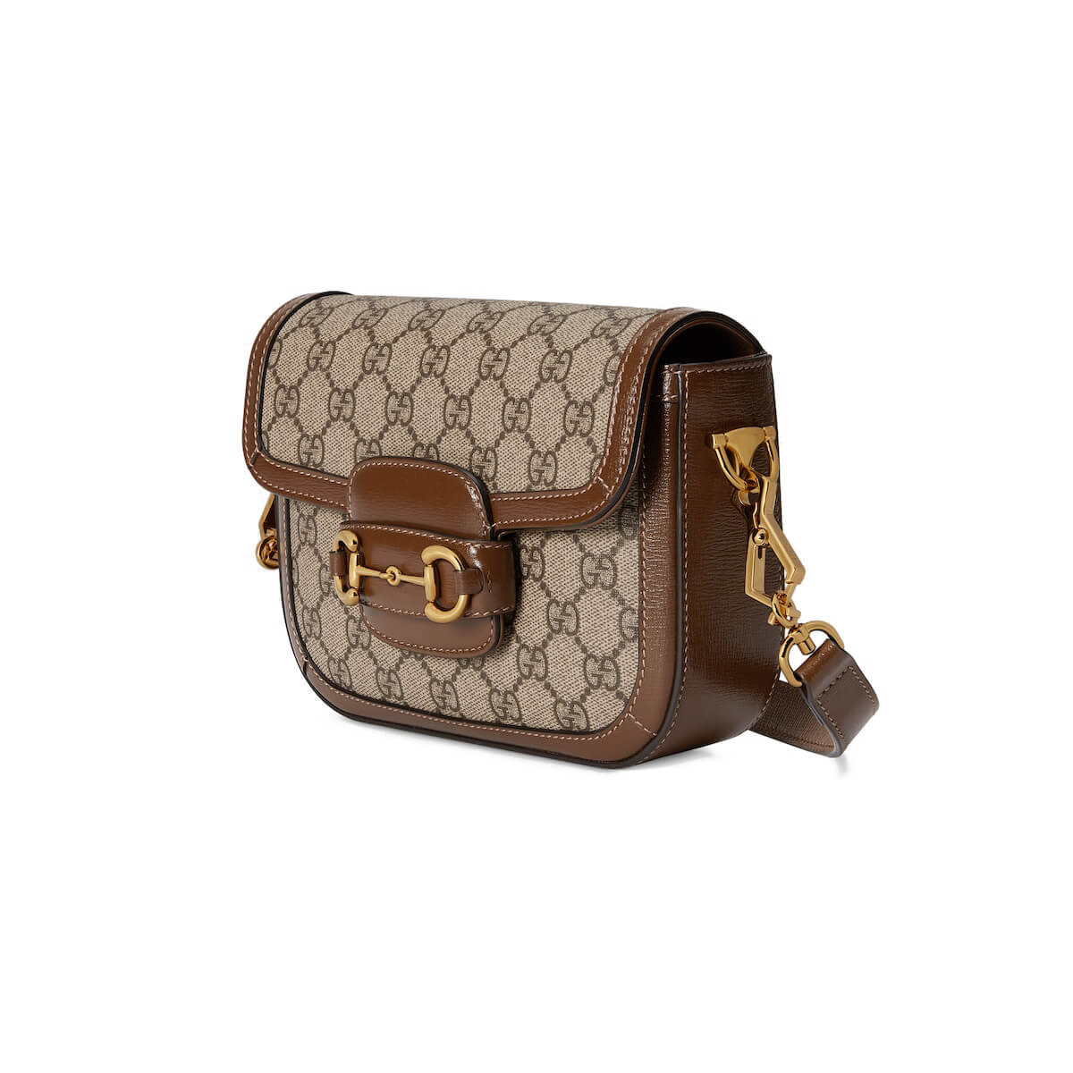 GUCCI Horsebit 1955 Mini Shoulder Bag - Beige Canvas & Brown Leather