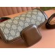 GUCCI Horsebit 1955 Mini Shoulder Bag - Beige Canvas & Brown Leather