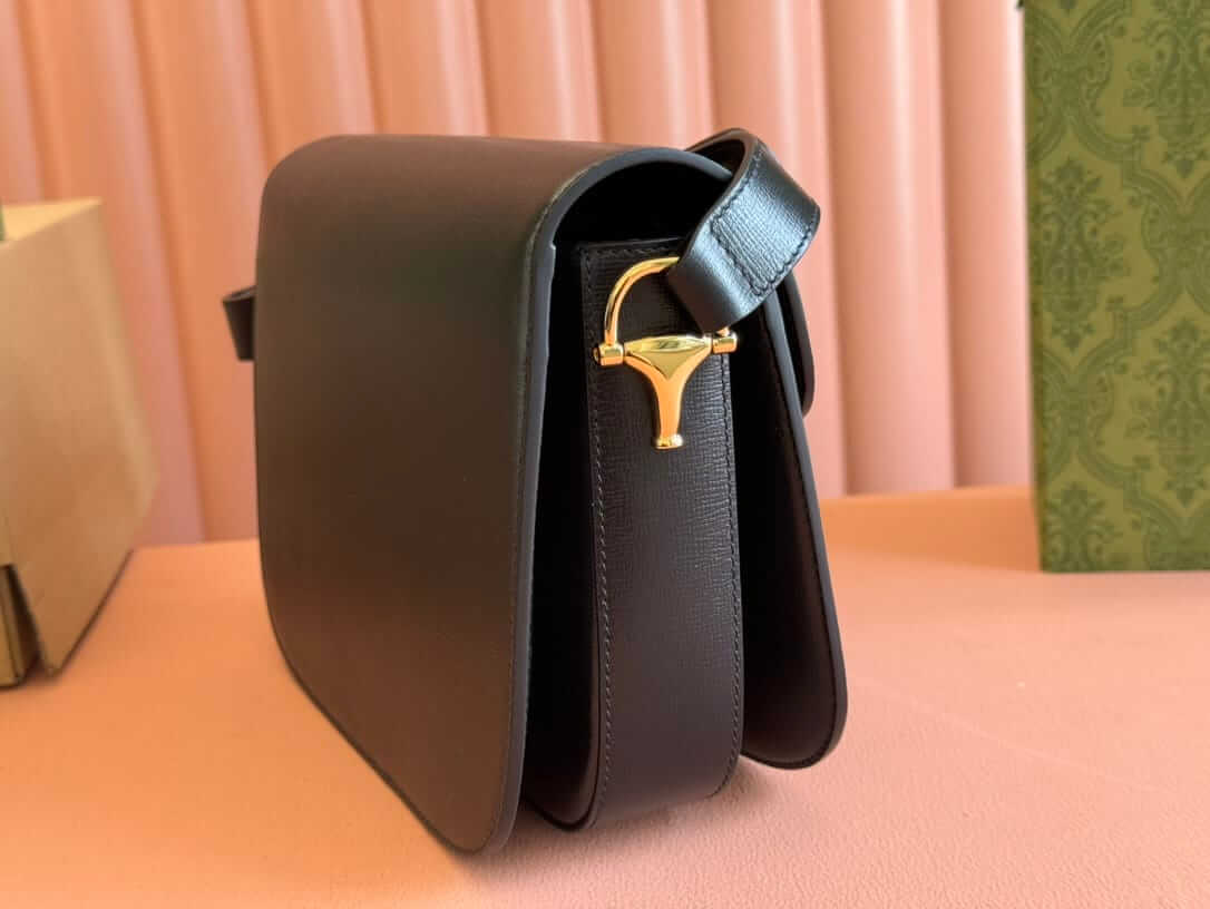 GUCCI Horsebit 1955 Small Shoulder Bag - Black Leather