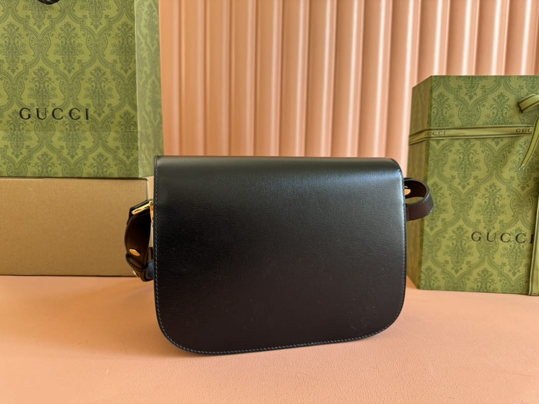 GUCCI Horsebit 1955 Small Shoulder Bag - Black Leather