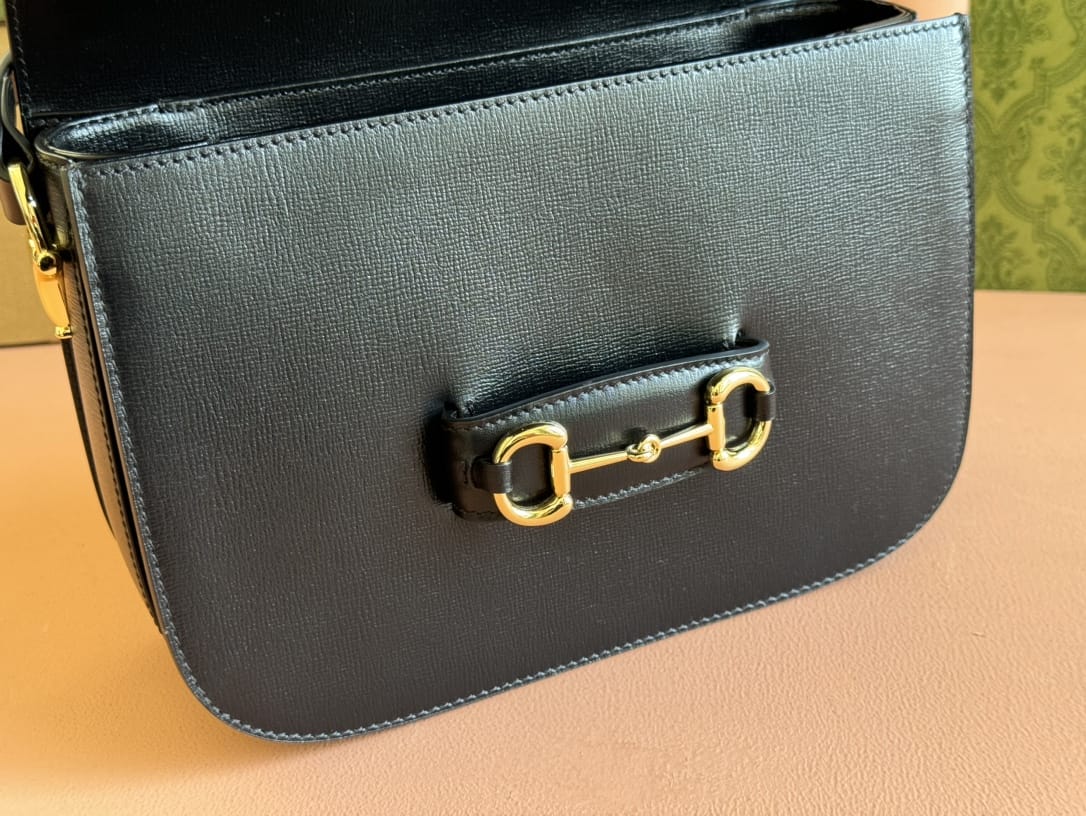 GUCCI Horsebit 1955 Small Shoulder Bag - Black Leather