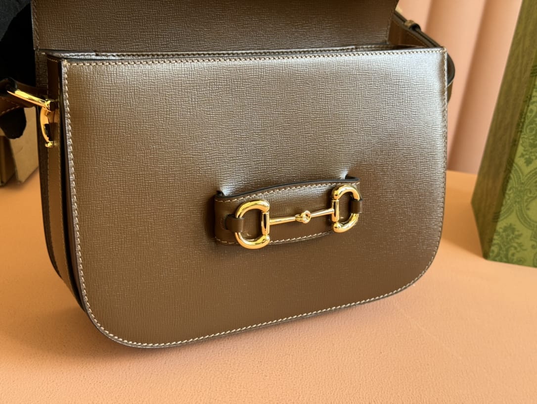 GUCCI Horsebit 1955 Small Shoulder Bag - Brown Leather