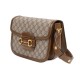 GUCCI Horsebit 1955 Small Shoulder Bag - Beige Canvas & Brown Leather