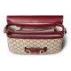 GUCCI Horsebit 1955 Small Shoulder Bag - Beige Canvas & Red Leather