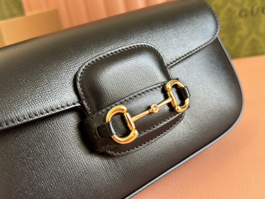 GUCCI Horsebit 1955 Small Top Handle Shoulder Bag - Black Leather