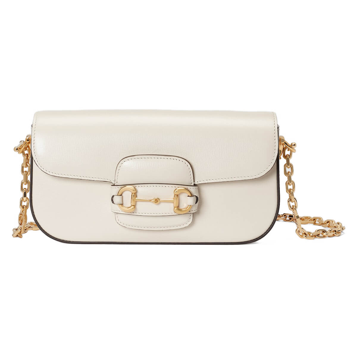 GUCCI Horsebit 1955 Small Top Handle Shoulder Bag - White Leather