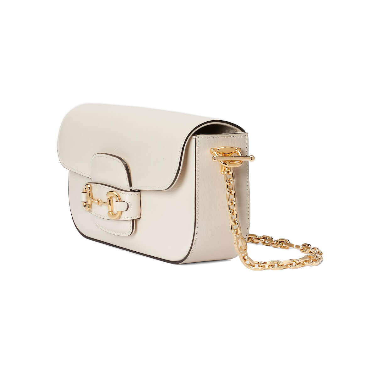 GUCCI Horsebit 1955 Small Top Handle Shoulder Bag - White Leather