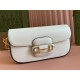 GUCCI Horsebit 1955 Small Top Handle Shoulder Bag - White Leather