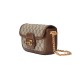 GUCCI Horsebit 1955 Small Top Handle Shoulder Bag - Beige Canvas & Brown Leather