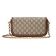 GUCCI Horsebit 1955 Small Top Handle Shoulder Bag - Beige Canvas & Brown Leather