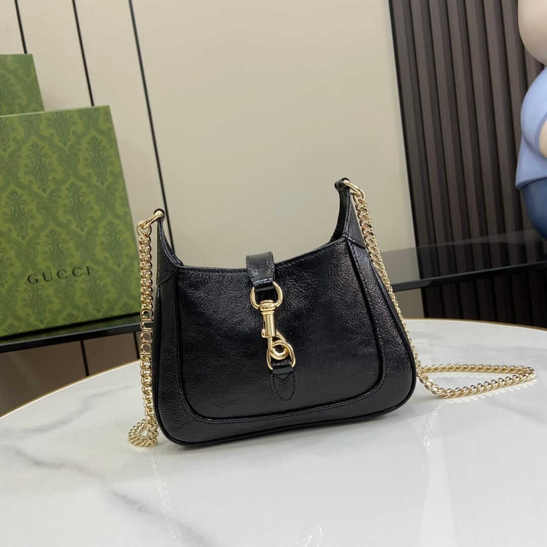 GUCCI Jackie Notte Mini Shoulder Bag in Patent Leather - Black