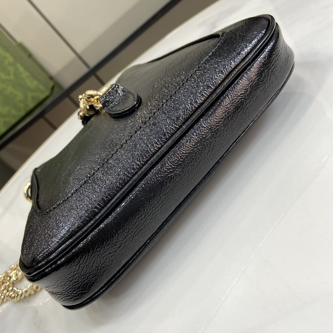 GUCCI Jackie Notte Mini Shoulder Bag in Patent Leather - Black