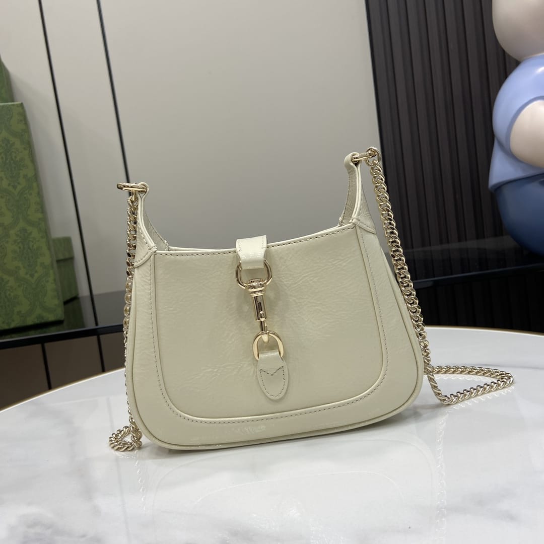 GUCCI Jackie Notte Mini Shoulder Bag in Patent Leather - Ivory