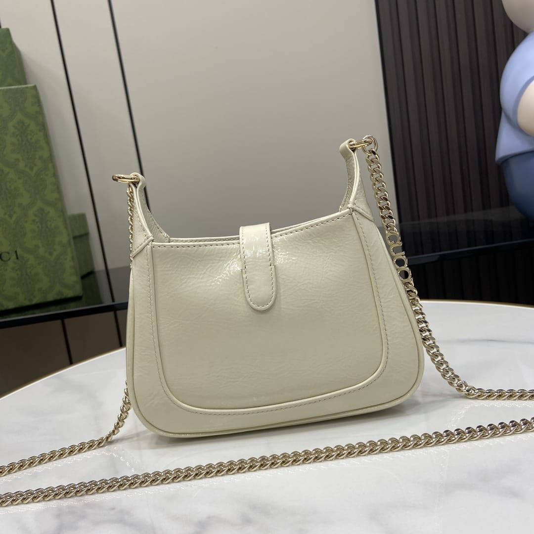 GUCCI Jackie Notte Mini Shoulder Bag in Patent Leather - Ivory