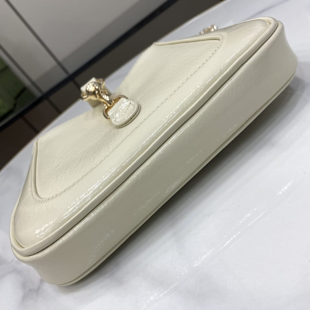 GUCCI Jackie Notte Mini Shoulder Bag in Patent Leather - Ivory