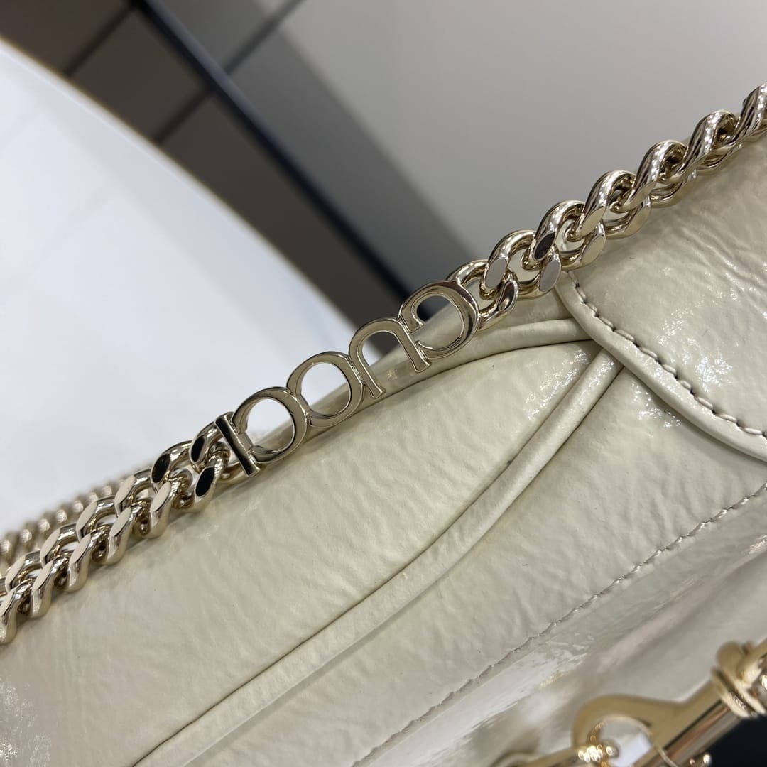 GUCCI Jackie Notte Mini Shoulder Bag in Patent Leather - Ivory