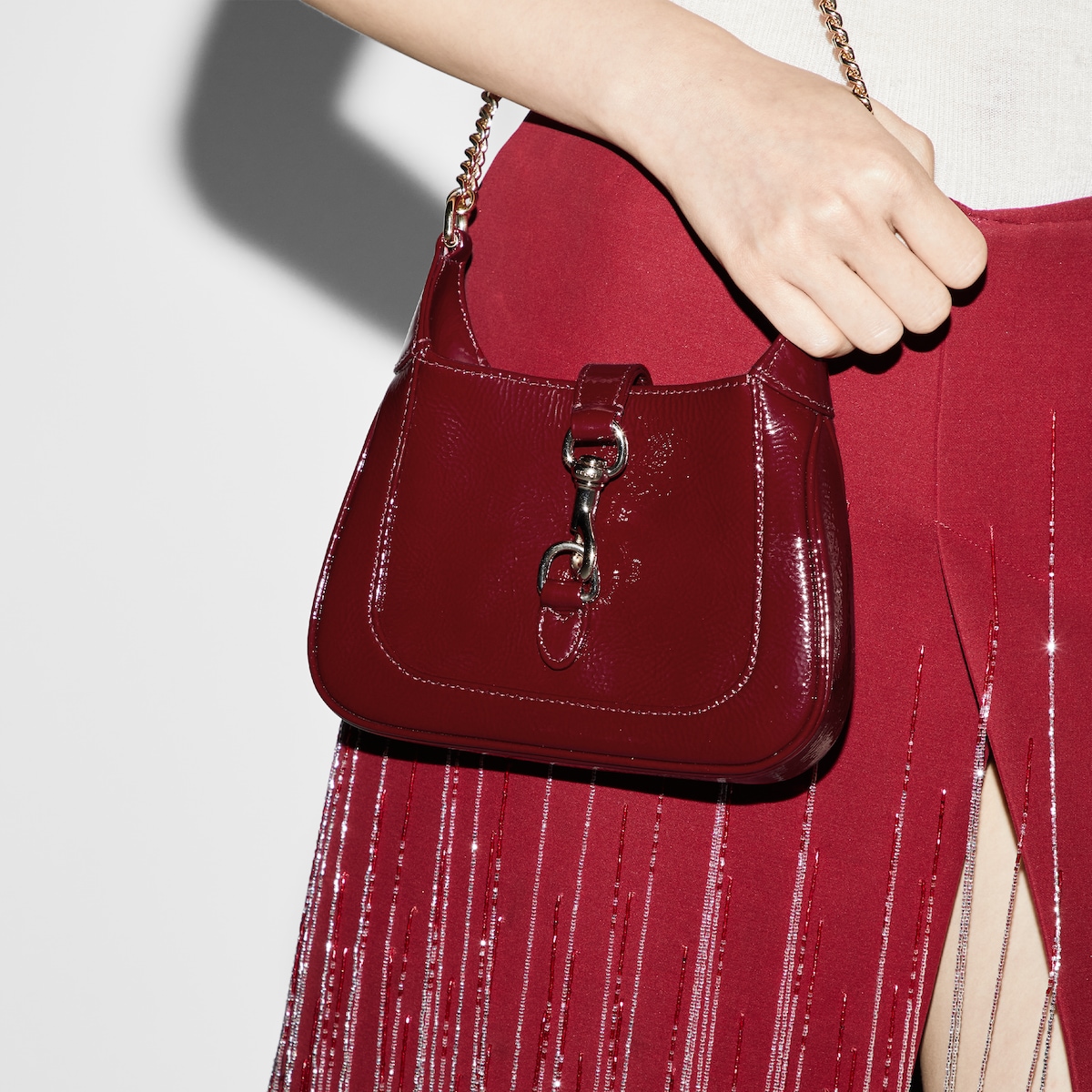 GUCCI Jackie Notte Mini Shoulder Bag in Patent Leather - Red