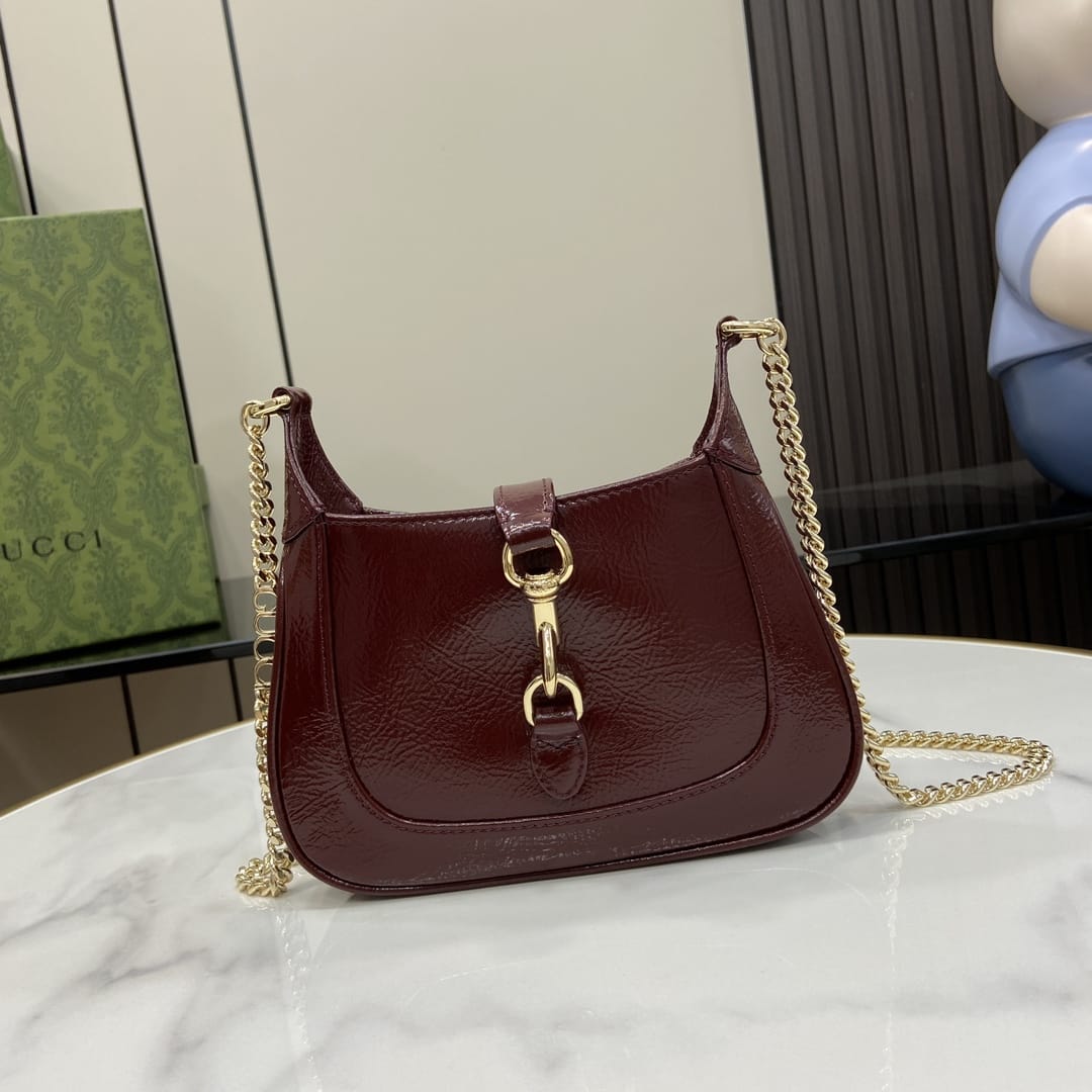 GUCCI Jackie Notte Mini Shoulder Bag in Patent Leather - Red