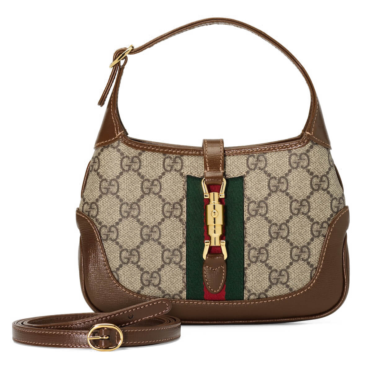 GUCCI Jackie 1961 Mini Shoulder Bag - Beige Canvas & Brown Leather